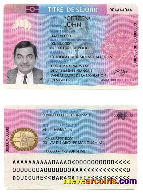 France Residence Permit (titre De Séjour) Sample
