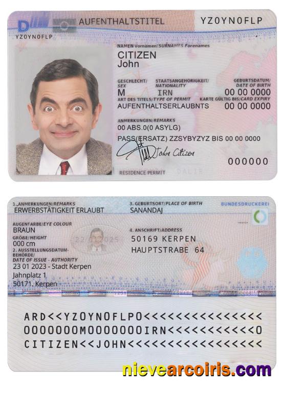 Professional Germany Residence Permit PSD Template, 2011 Present, Version 2