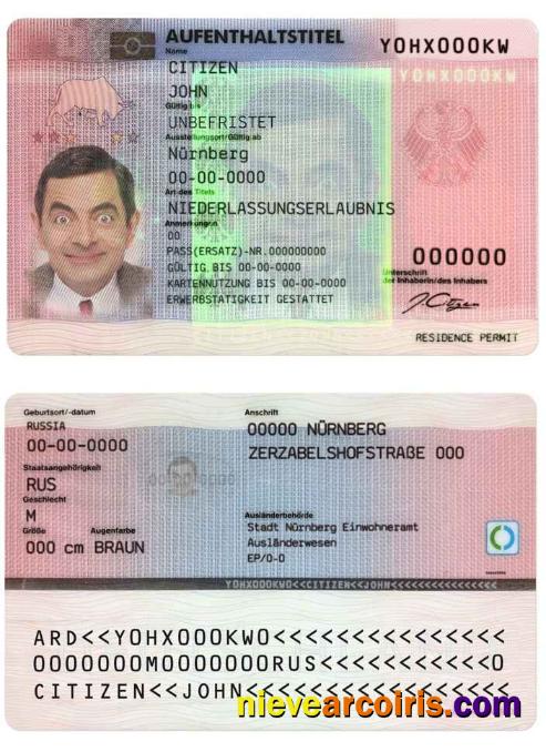 Germany Residence Permit Template