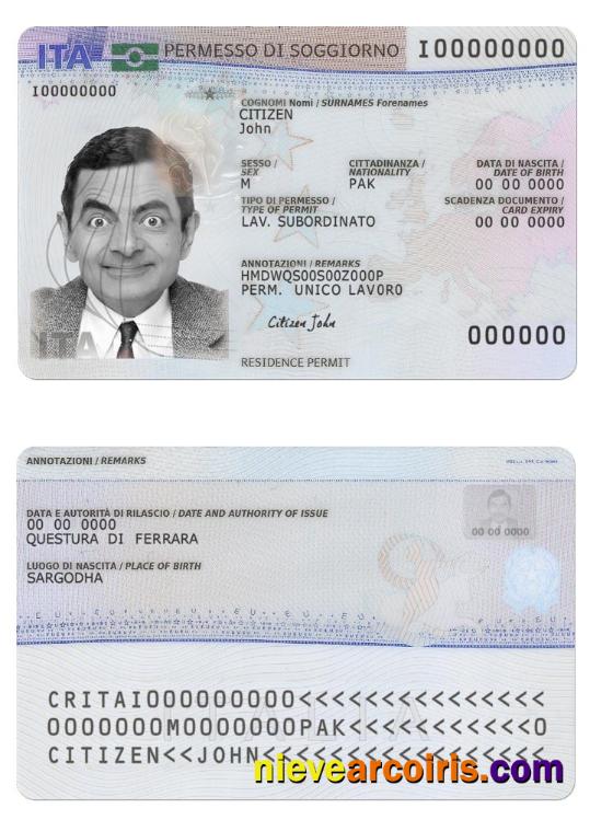 Italy Residence Permit New Sample
