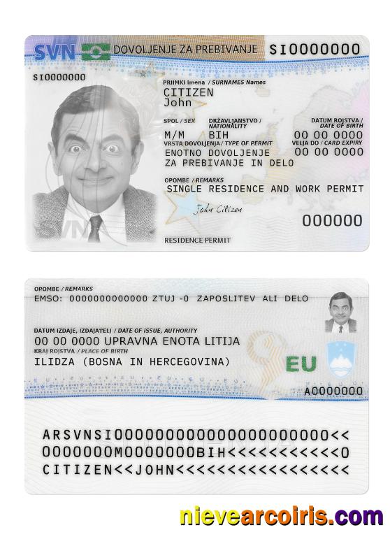 Slovenia Residence Permit Card Preview