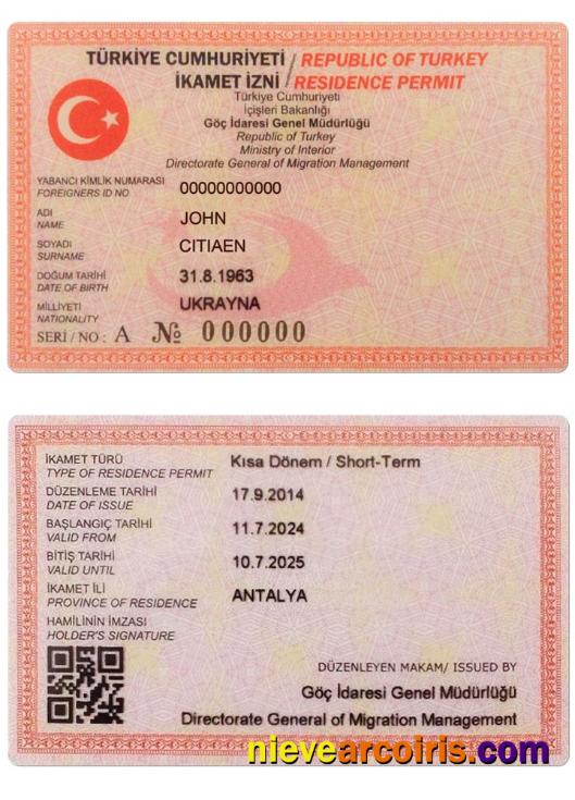TURKEY Residence Permit (verrsion 2) Preview