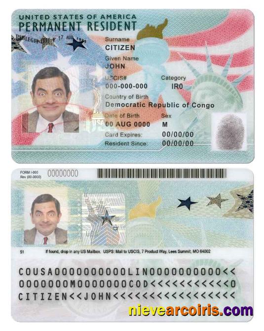Premium USA Green Card, Permanent Resident Card Template In PSD Format, Fully Editable (2020 – Present)