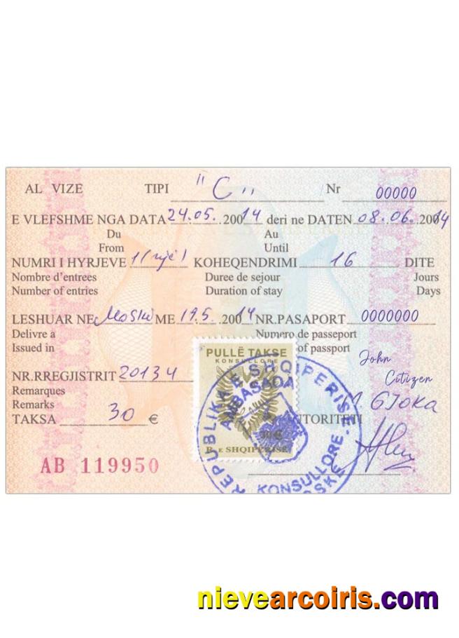 ALBANIA Visa Template