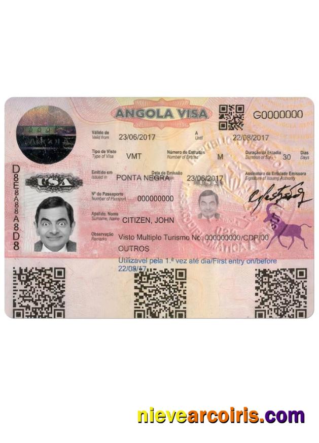 ANGOLA Entry Visa Version 2 Template