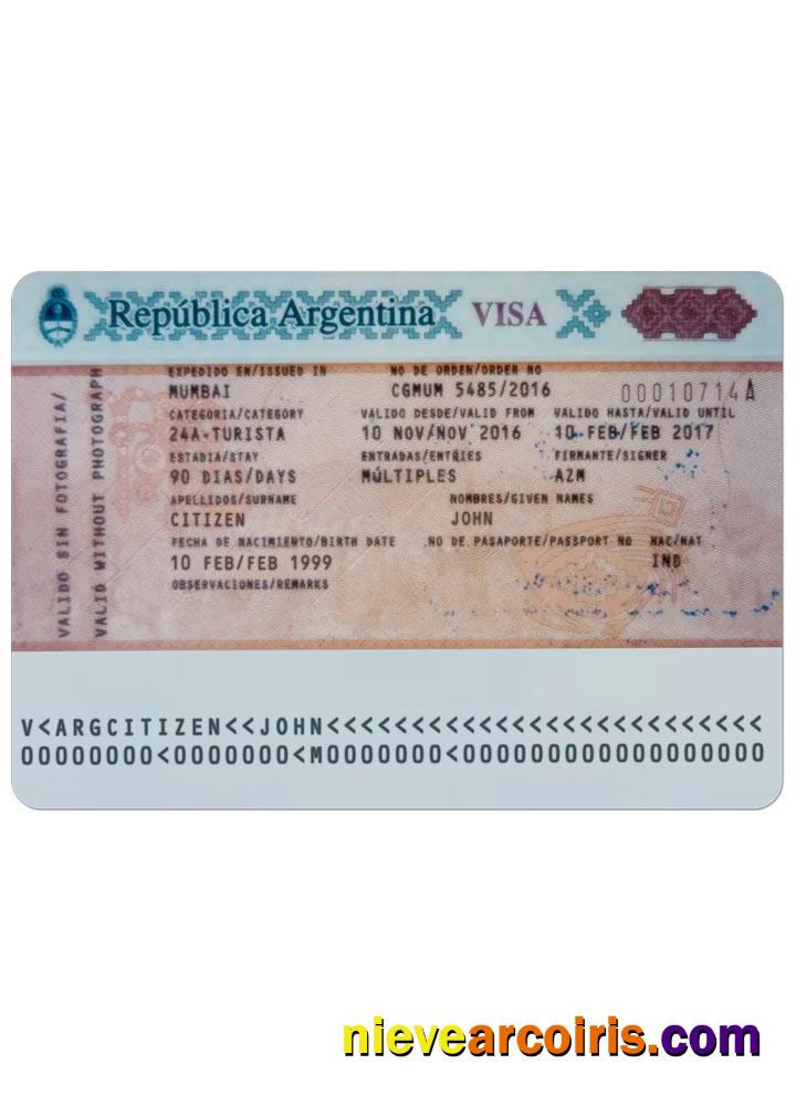 ARGENTINA Visa Sample