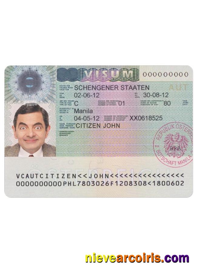 AUSTRIA Visa Sample