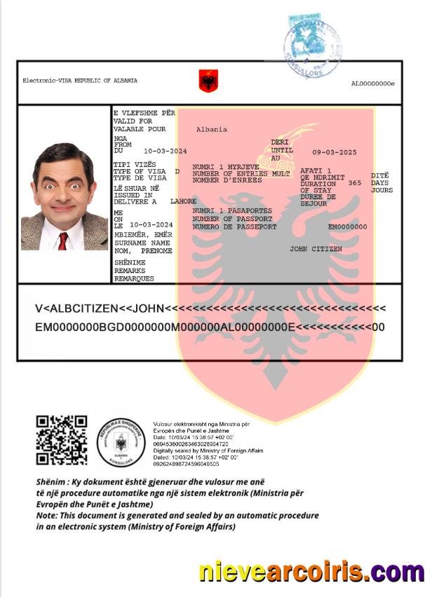 Albania E Visa New Version Photolook