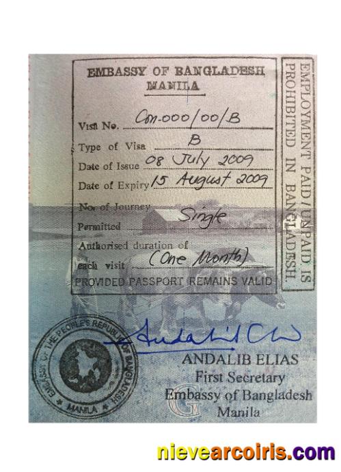 BANGLADESH Stamp Visa Template