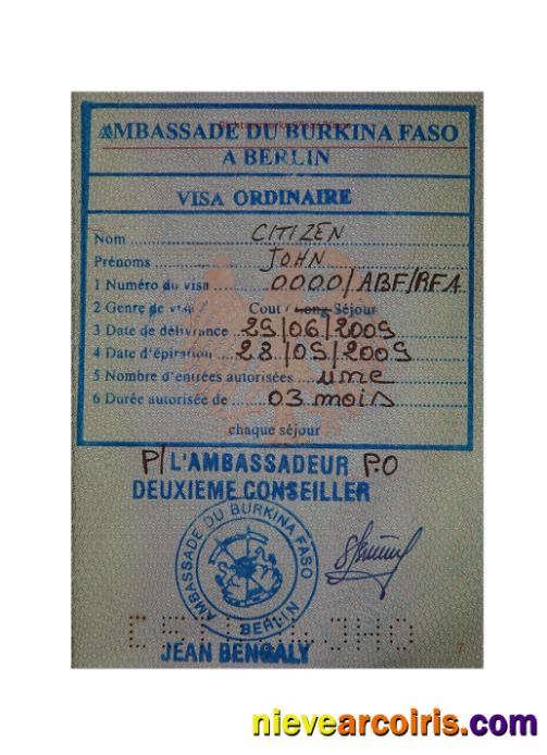 BURKINA FASO Stamp Visa Sample