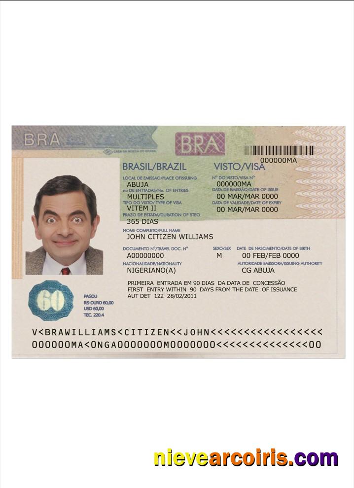 Brazil Visa Template