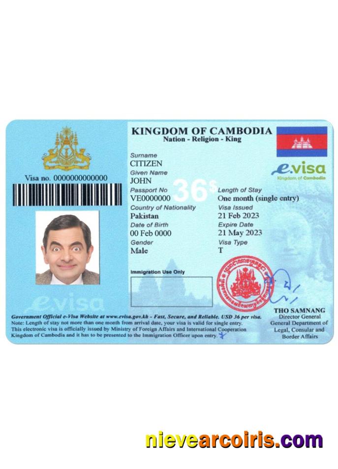 CAMBODIA Visa Version 2 Sample