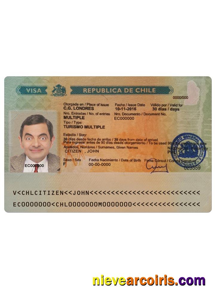 CHILE Tourism Visa Sample