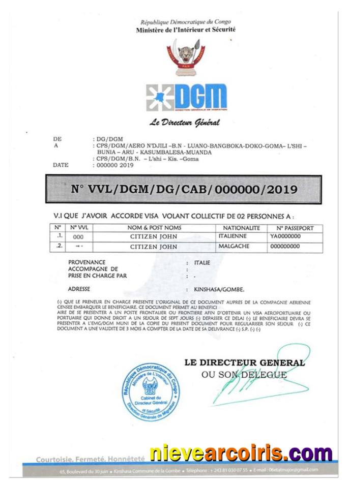 CONGO E Visa Template