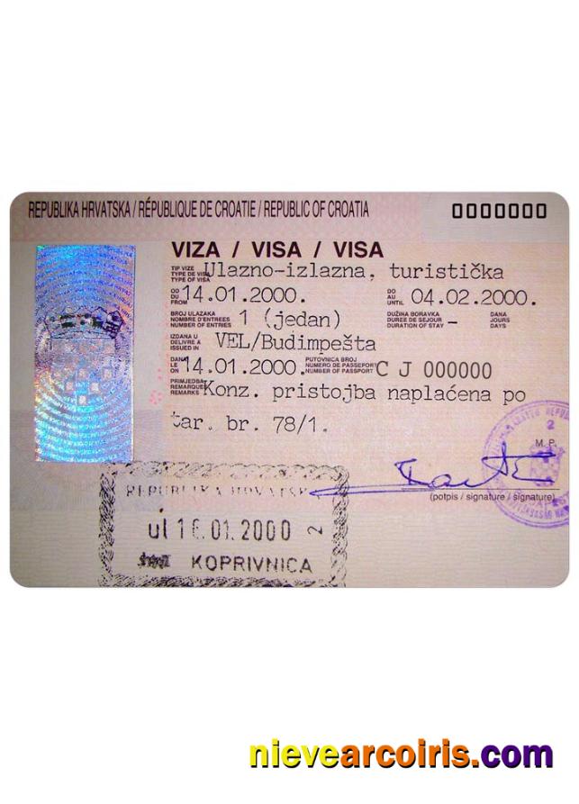 CROATIA Visa Sample