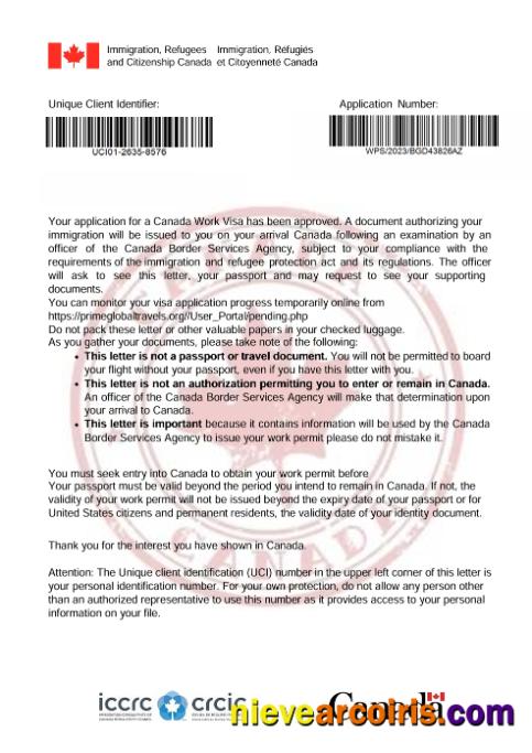 Realistic Canada Visa Approval Letter Template In Word And PDF Formats