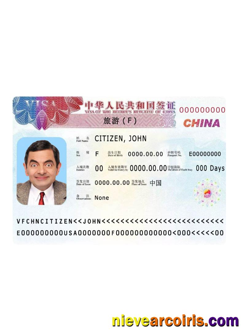 China Visa 2019 Present Version 2 Sample