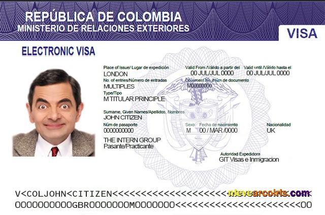 Colombia Electronic Visa Template
