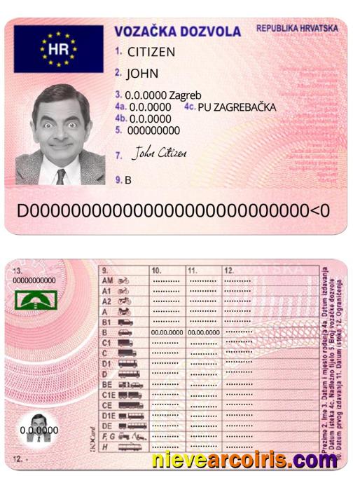 Croatia Driving License Preview