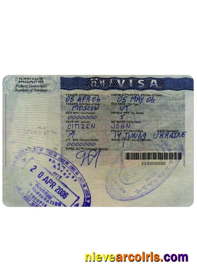 ETHIOPIA Visa Sample