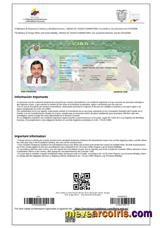 Professional Ecuador Travel Visa Template In Word And PDF Formats, Version 2