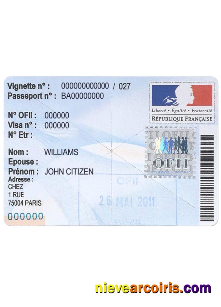 FRANCE Residency Visa Stamp Sample
