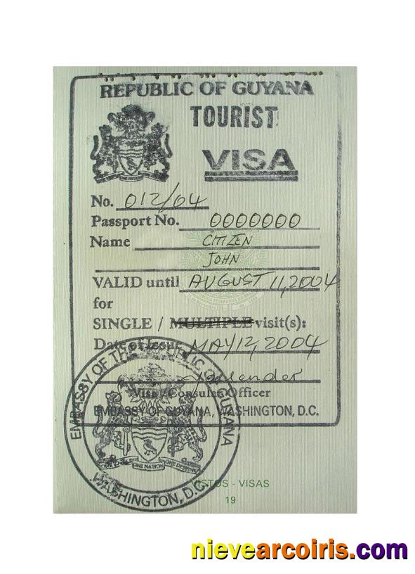 GUYANA Stamp Visa Sample