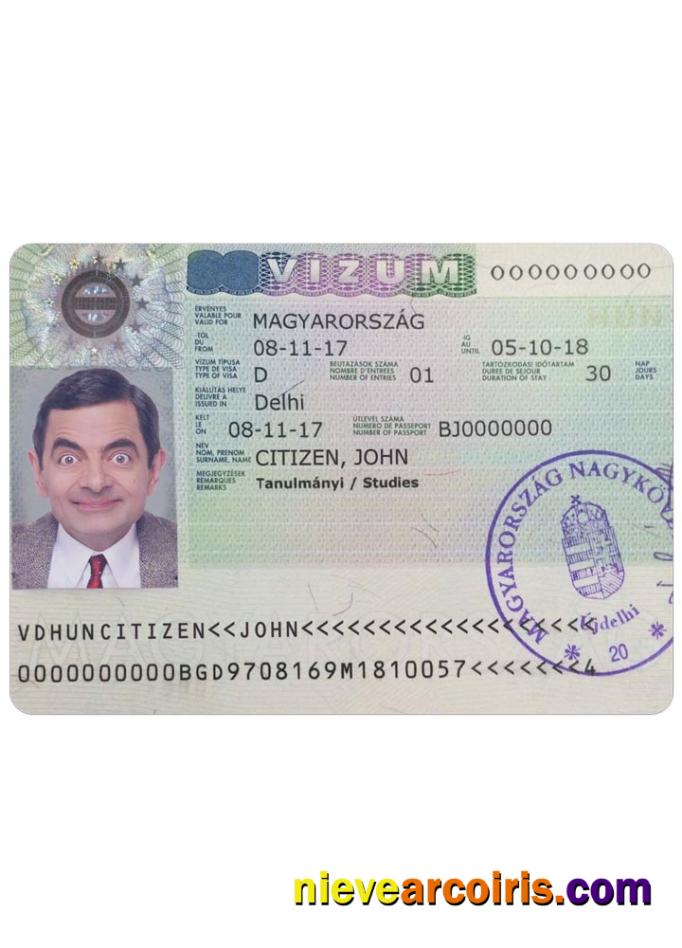 HUNGARY Visa Sample