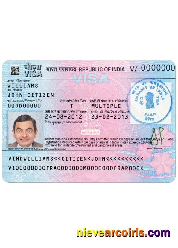 INDIA Visa Sample