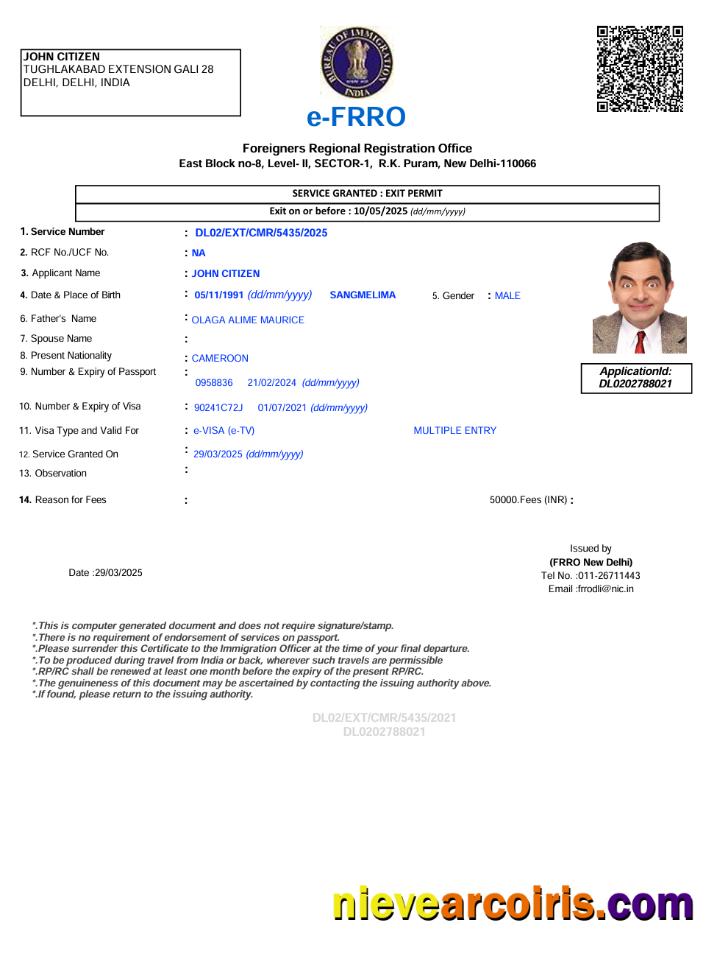 Premium India E Visa Template In Word And PDF Formats, Version 3