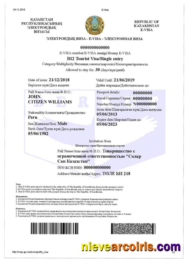 KAZAKHSTAN E Visa Template