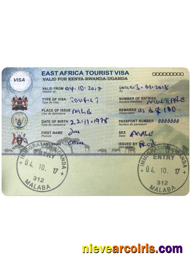 KENYA,RWANDA,UGANDA Visa Sample