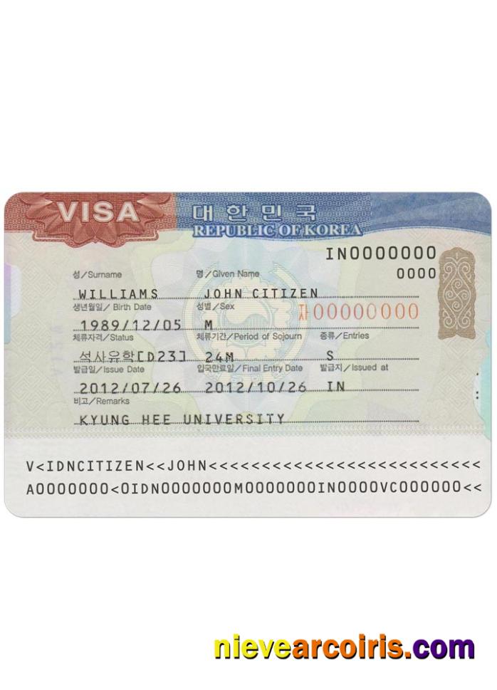 KOREA Travel Visa Template