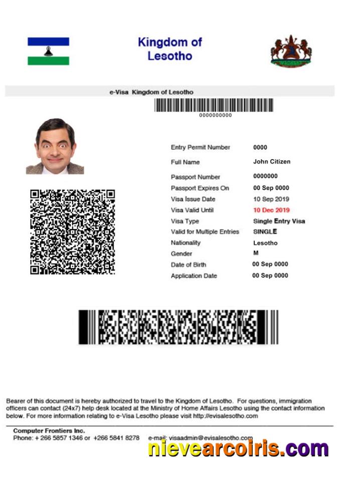 LESOTHO E Visa Photolook