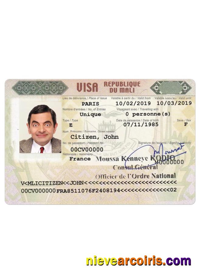 MALI Visa Sample