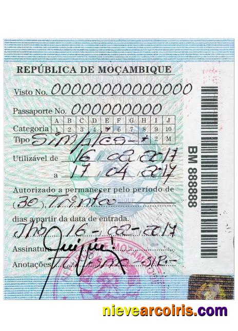 MOZAMBIQUE Simple Visa Template