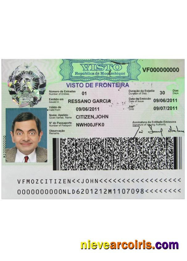 MOZAMBIQUE Visa Sample
