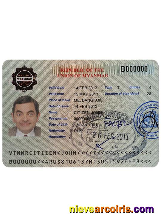 MYANMAR Visa Template
