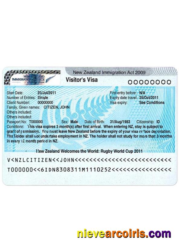 NEW ZEALAND Visa Sample