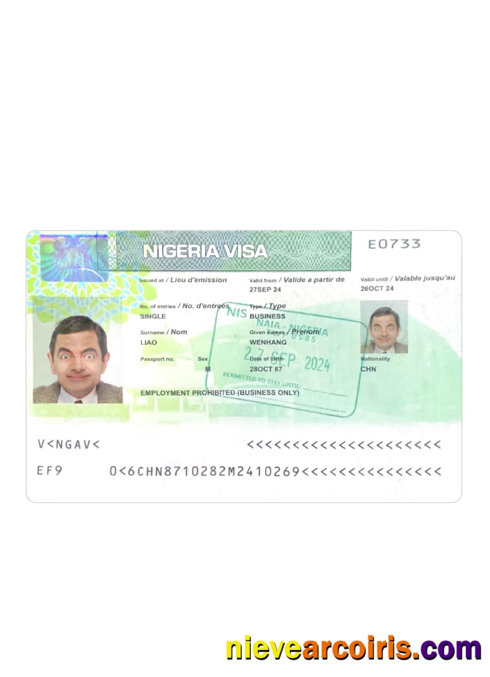 Nigeria Visa 2024 Present Photolook