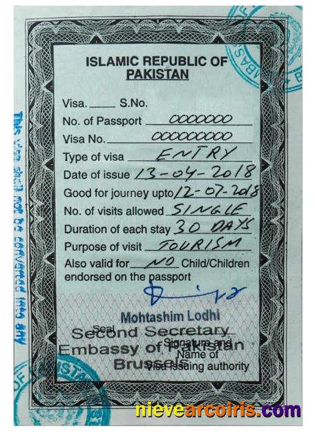 PAKISTAN Entry Visa Sample