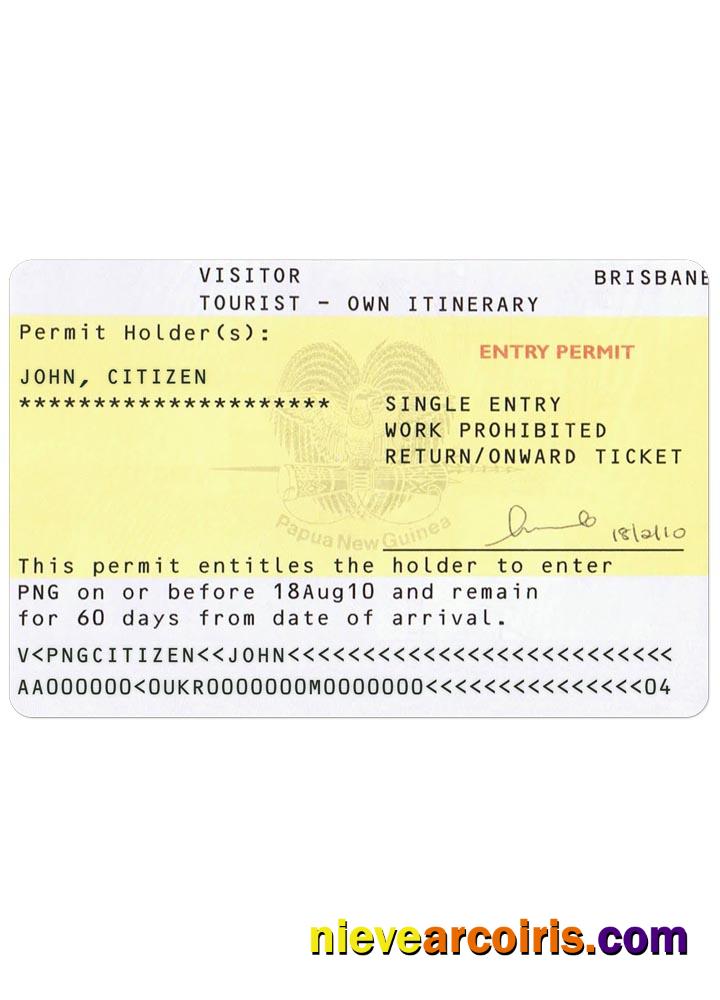 PAPUA NEW GUINEA Visa Template