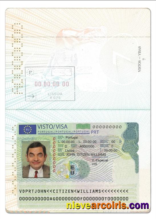 Portugal Visa Card Sample