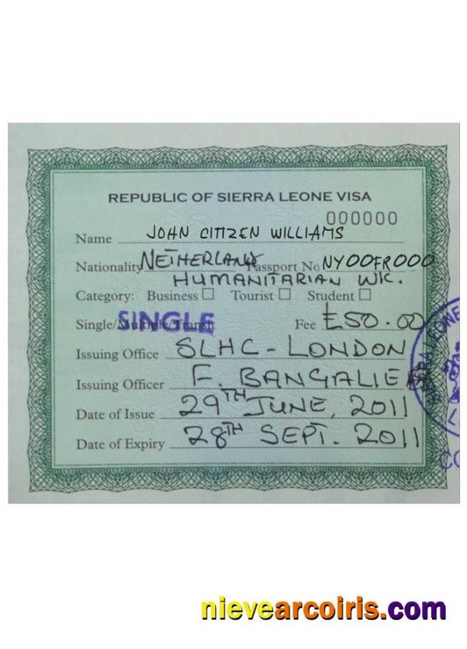 SIERRA LEONE Visa Sample