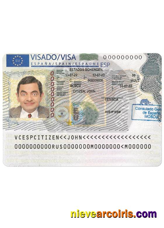SPAIN Travel Visa Sample
