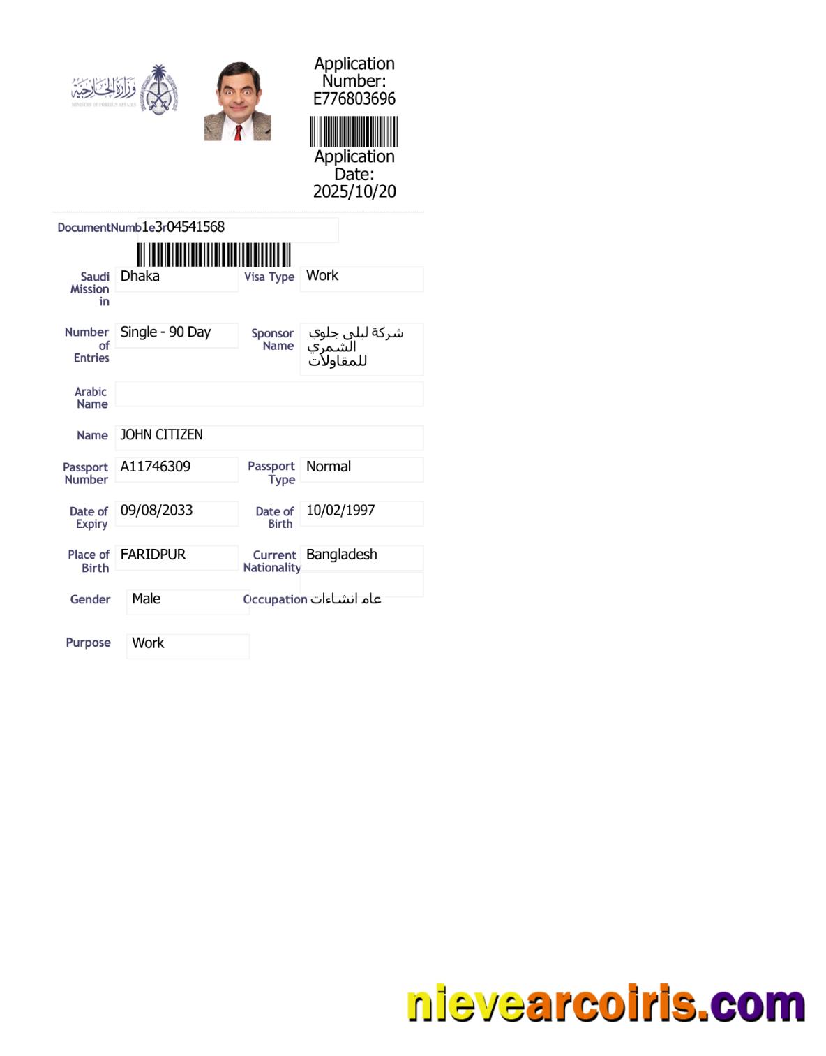 Realistic Saudi Arabia E Visa Template In Word And PDF Formats, Version 5