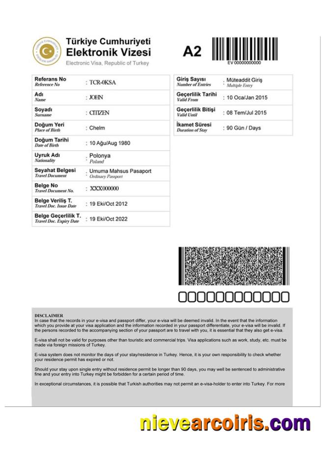 TURKEY E Visa Preview