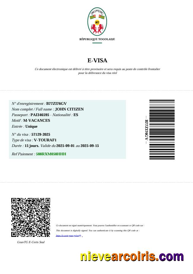 Premium Togo E Visa Template In Word And PDF Formats