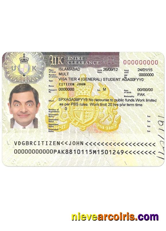 UNITED KINGDOM Visa Sample