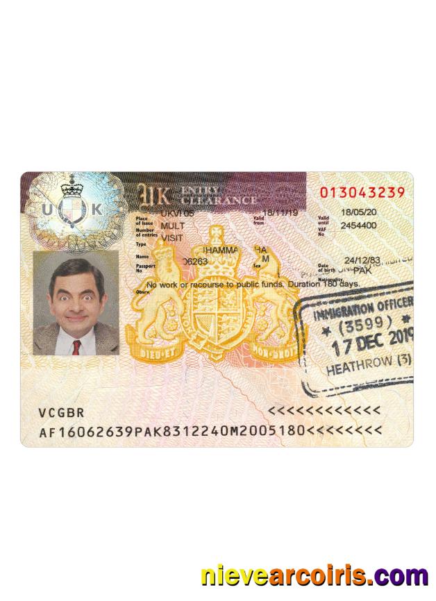 United Kingdom Visa 2019 Present Sample